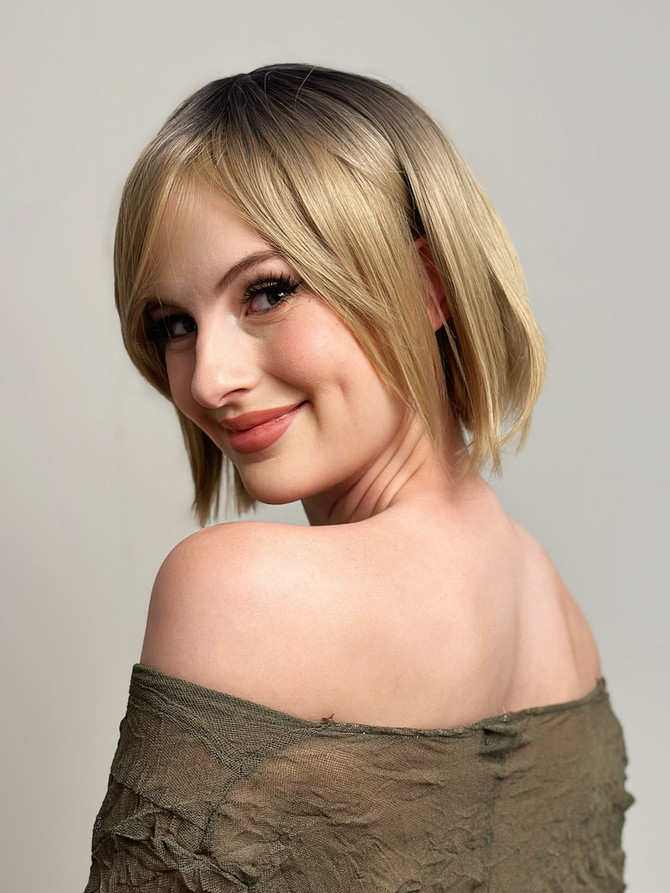 ALLIE - DELUXE Ash Blonde Ombre Bob Short Fashion Wig - by Allaura