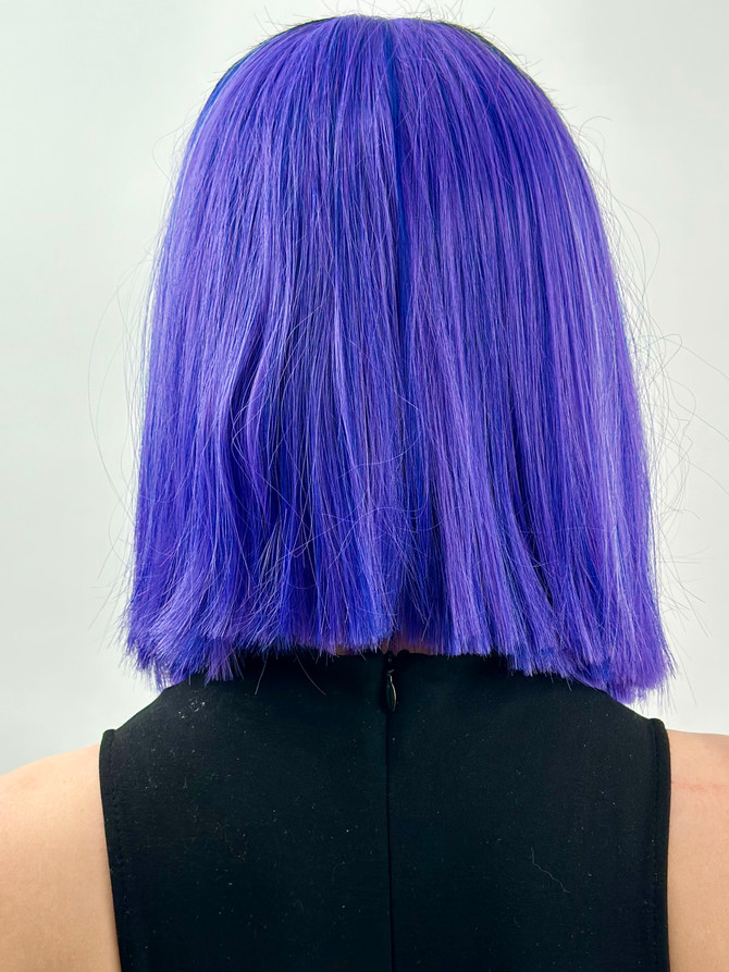 LULU - Heat Resistant Ombre Purple Blue Blend with Highlights Straight Bob - by Allaura