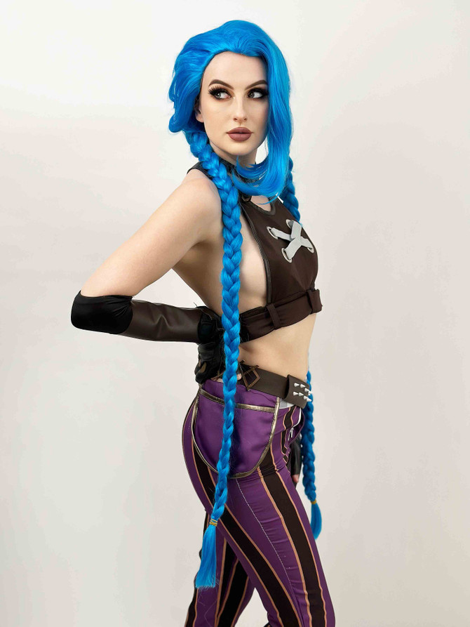 Jinx from League of the Legends Cosplay wig with Plaits by Allaura