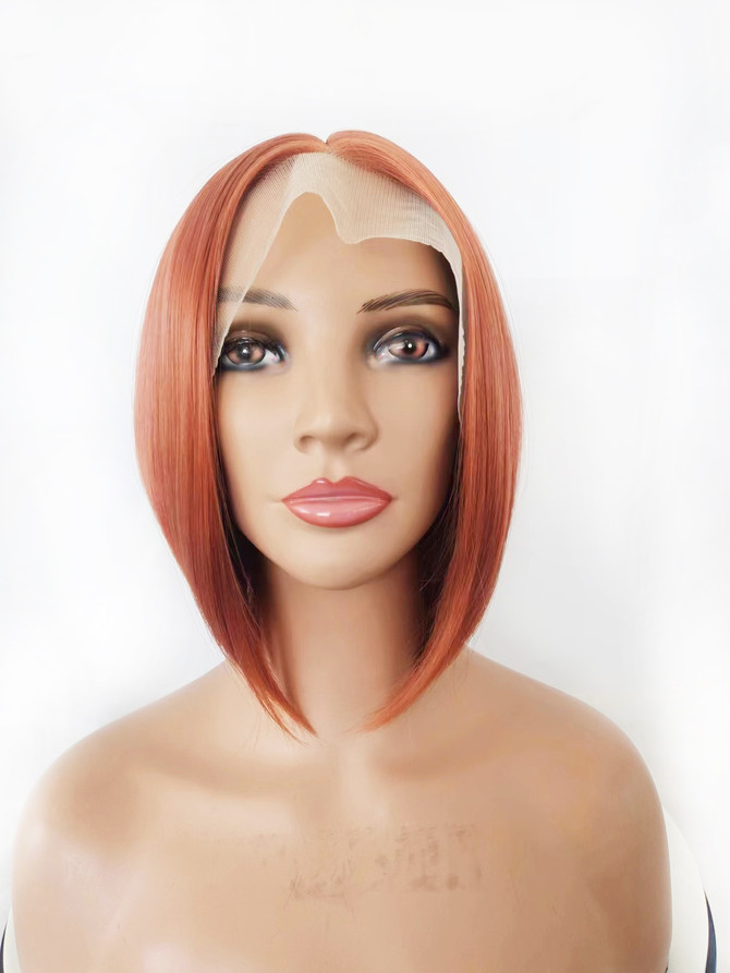 HENRI - Lacefront Auburn Straight Tapered Bob - by Queenie Wigs 