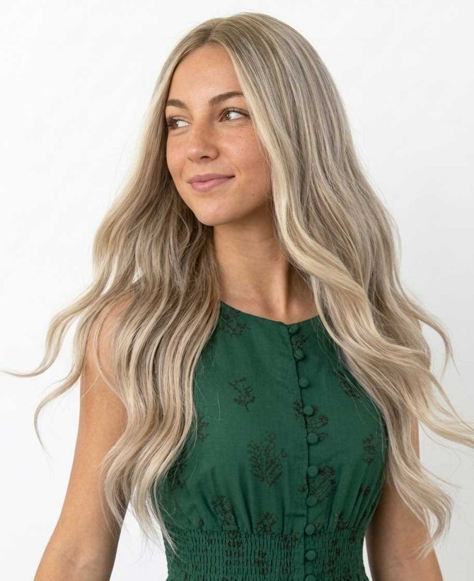 CHANTELLE -  Lacefront Ombre Blonde Brown Blend Long Waves - by Queenie Wigs