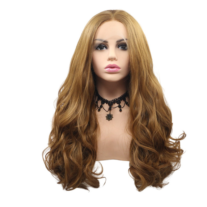 ELOISE - Lace Front Light Brown Curly Wig - by Queenie Wigs