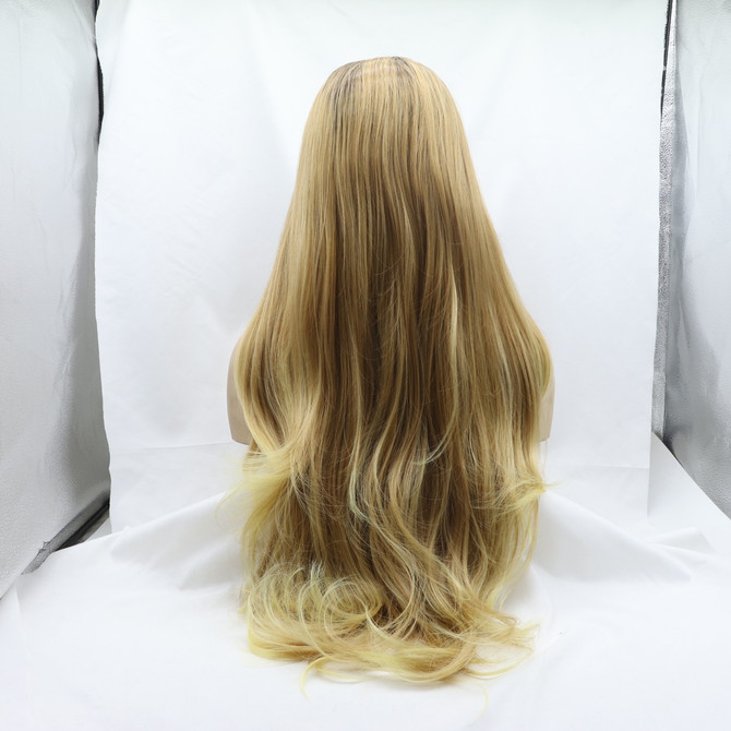 MAEVE - Lace Front Blonde Blend Ombre Layered Long Wig - by Queenie Wigs