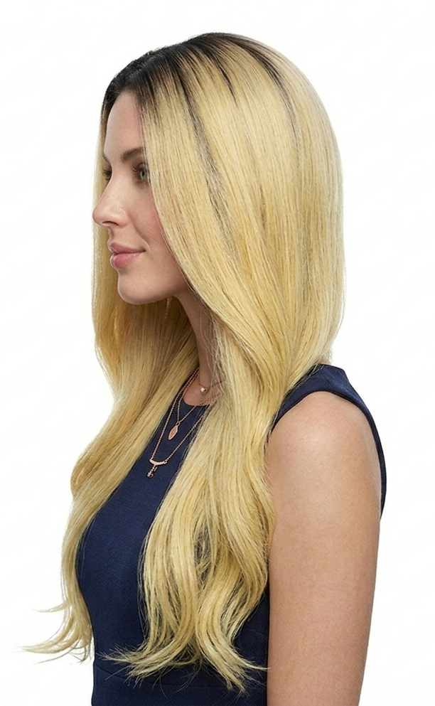 MAEVE - Lace Front Blonde Blend Ombre Layered Long Wig - by Queenie Wigs