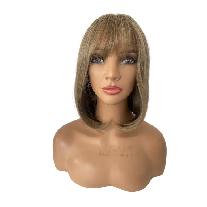 ARIANA - Lace Front Light Brown Straight Bob with Fringe - by Queenie Wigs