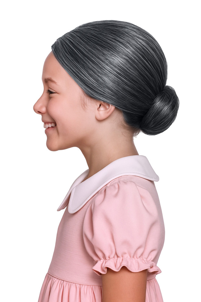 Classic Grey Granny Nana Bun Wig