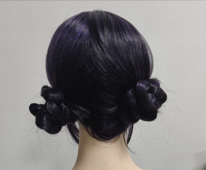 KPop Hunter Zoey Wig Black/Purple Buns with Short Bangs