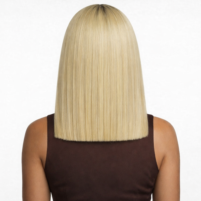 PARIS - Lace Front Light Blonde with Dark Roots Straight Wig - by Queenie Wigs