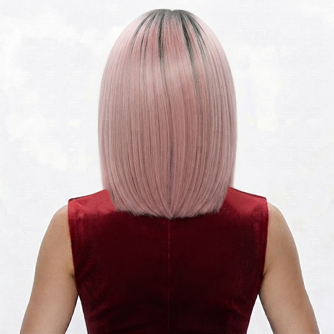 KITTY - Lace Front Dusty Pink with Dark Roots Straight Wig - by Queenie Wigs
