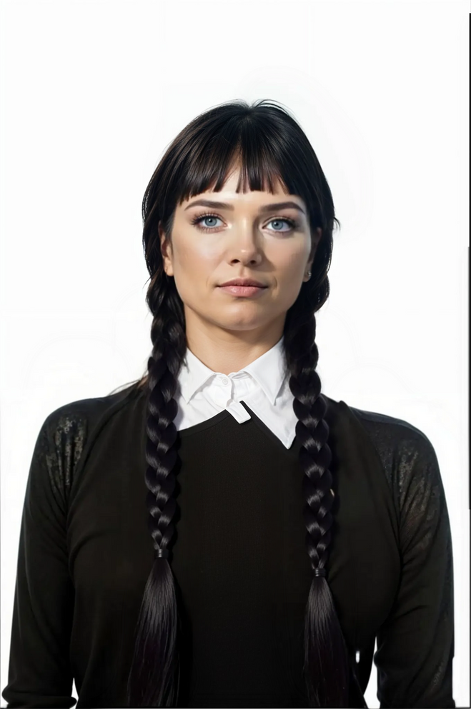 Wednesday Black Plaits with Fringe