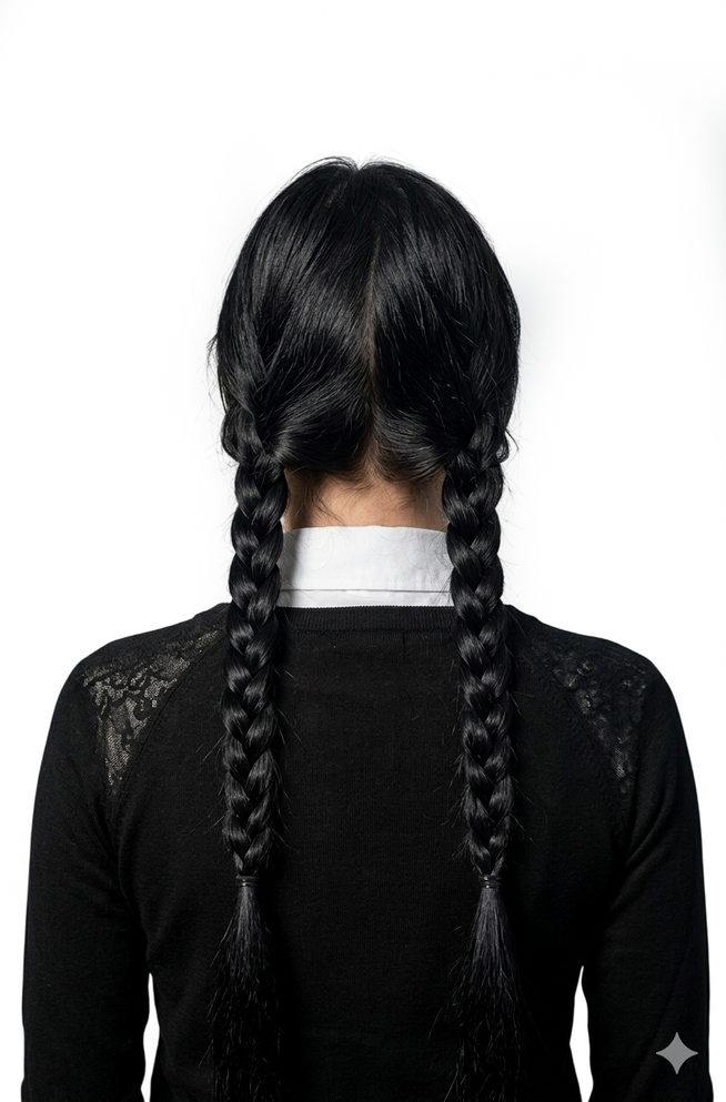 Wednesday Black Plaits with Fringe