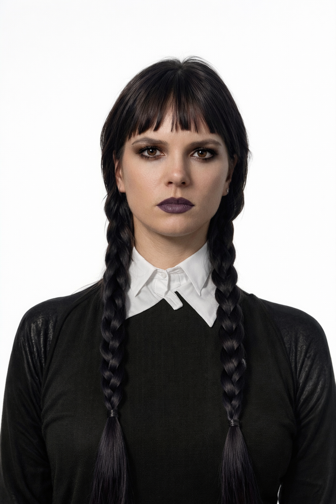 Wednesday Black Plaits with Fringe