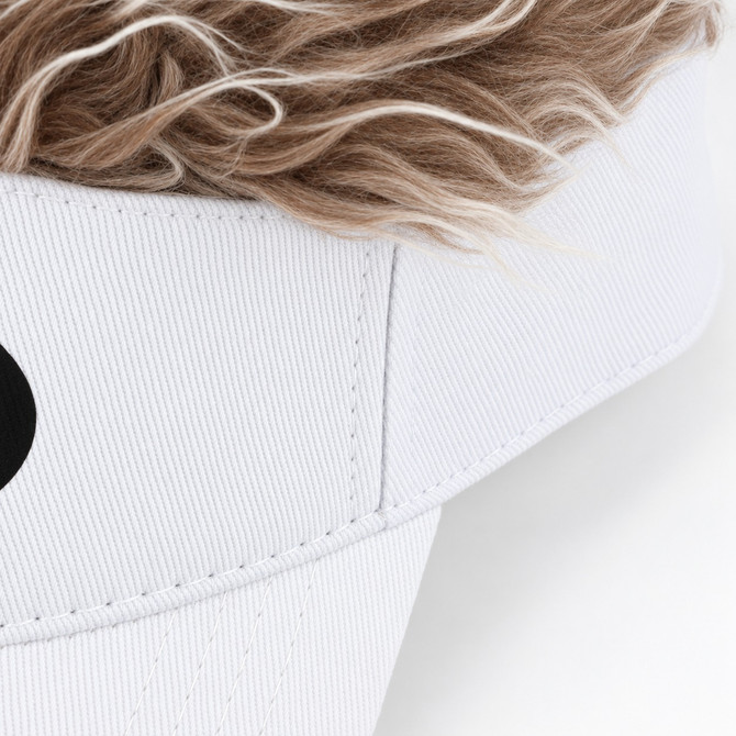 The Hawk White Golf Visor Hat with Hair by Allaura
