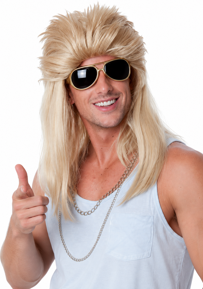 Mullet - 80's Mudflap Blonde Mullet Wig