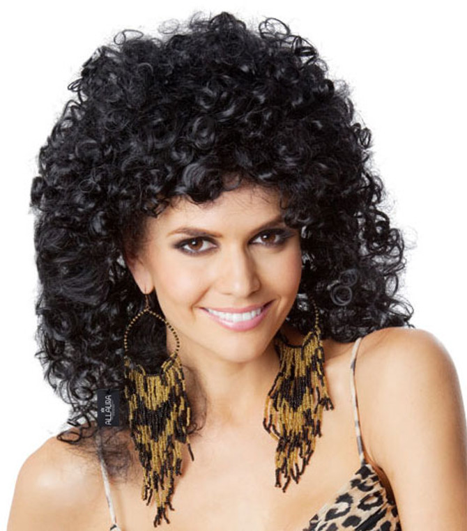 80's Permtastic (Cher) Black Costume Wig - by Allaura (9087)