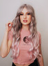 DELUXE Silver Grey with Light Pink Tips Wavy Long Fashion Wig
