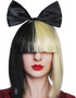 Pop Empress (Sia) Wig with Black Bow Half Blonde and Black Womens Costume Wig - by Allaura
