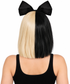 Pop Empress (Sia) Wig with Black Bow Half Blonde and Black Womens Costume Wig - by Allaura
