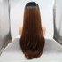 KATIE - Lace Front Long Straight Ombre Brown Wig - by Queenie Wigs