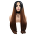 KATIE - Lace Front Long Straight Ombre Brown Wig - by Queenie Wigs