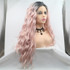 SHANNON - Lace Front Wavy Ombre Baby Pink Wig - by Queenie Wigs