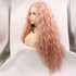 MIA - Lace Front Long Curly Pink Wig - by Queenie Wigs