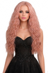 MIA - Lace Front Long Curly Pink Wig - by Queenie Wigs