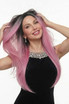 EMILY - Lace Front Long Straight Ombre Pink Wig - by Queenie Wigs