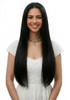 CASSIE - Lace Front Long Black Straight Wig - by Queenie Wigs