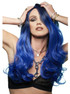 Manic Panic Midnight Blue Black Ombre Long Waves Wig with Side Part