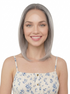 ARABELLA - Lacefront Ombre Grey Blonde Ash Blonde Straight Bob with Dark Roots - by Queenie Wigs