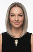 ARABELLA - Lacefront Ombre Grey Blonde Ash Blonde Straight Bob with Dark Roots - by Queenie Wigs
