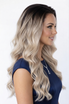 GLACIER - Lacefront Ombre Ice Grey Blonde Waves with Dark Roots - by Queenie Wigs