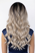 GLACIER - Lacefront Ombre Ice Grey Blonde Waves with Dark Roots - by Queenie Wigs