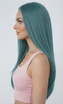 ERICA - Lacefront Light Emerald Green Long Straight Wig - by Queenie Wigs