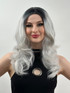 GRACE - Heat Resistant Silver Grey Dark Roots Ombre Long Waves