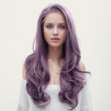 VIOLET Lace Front Long Purple Dark Lavender Wavy Wig by Queenie Wigs The Wig Outlet