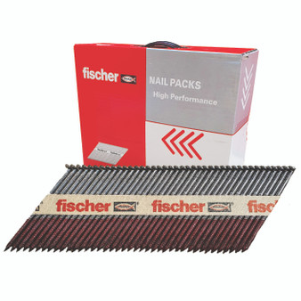 Fischer 1st Fix Paper Collated Nails 34° 63 x 2.8mm Ring Galvanised (3300 Box) Gasless (558082)