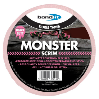 Bond It Monster Self Adhesive Plasterboard Scrim Tape 50mm x 90m (BDDJ2)