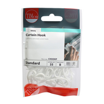 Timco Plastic Curtain Hooks White - (35 Pack Bag) (CHOOKP)