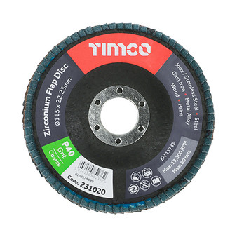Timco Set of Flap Discs Zirconium Type 29 Conical P40 Grit - 115 x 22.23 (10 Pack) (231444) IMAGE