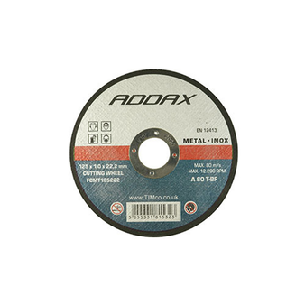 Addax B/Abrasive Flat Wheel Inox - 125 x 22.2 x 1.0 (25 Pack) (FCMT125222)