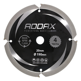 Addax PCD Fibre Cement Saw Blade - 190 x 20 (4 Teeth) (1 Pack) (PCD190204)