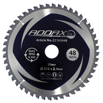 Addax 0° Mitre Saw Blade - 216 x 30 (48 Teeth) (1 Pack) (Z2163048)