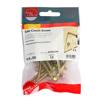 Timco Solo Advanced Hex Head Gold Coach Woodscrews - 6.0 x 50 (12 Pack) (650SCSYP) IMAGE