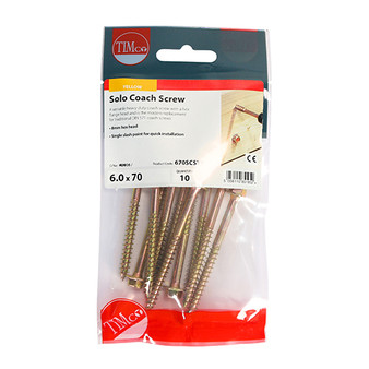Timco Solo Advanced Hex Head Gold Coach Woodscrews - 6.0 x 70 (10 Pack) (670SCSYP) IMAGE