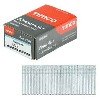 Timco FirmaHold Collated 16 Gauge Straight Galvanised Brad Nails - Box of 2000, 19mm Nails (No Gas Included) (BG1619)