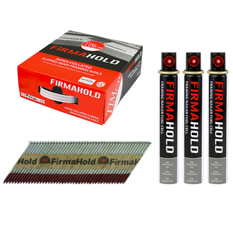 Timco FirmaHold Collated Clipped Head Ring Shank Firmagalv+ Nails - Box of 3300, 3.1mm x 63mm Nails with 3 Fuel Cells (CPLT63RG)