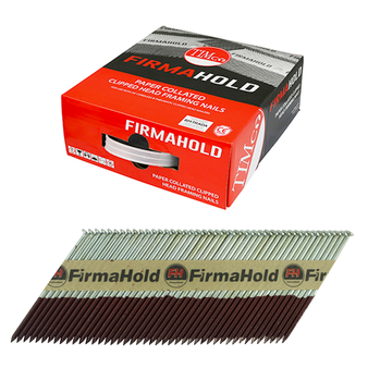 Timco FirmaHold Collated Clipped Head Ring Shank Firmagalv Nails - Box of 3300, 2.8mm x 63mm Nails (No Gas Included) (CFGT63)