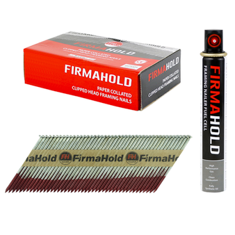 Timco FirmaHold Collated Clipped Head Ring Shank Firmagalv Nails - Box of 1100, 2.8mm x 50mm Nails with 1 Fuel Cell (CFGR50G)